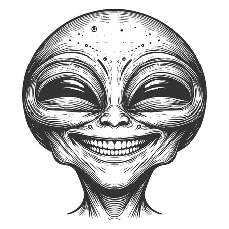 Smiling Alien raster illustrationの写真素材