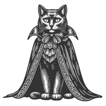 Vampire Cat in Cape vector illustrationのイラスト素材