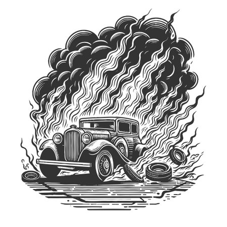 Car on Fire Racing Down the Road vectorのイラスト素材