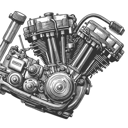 detailed motorcycle engine vector illustrationのイラスト素材