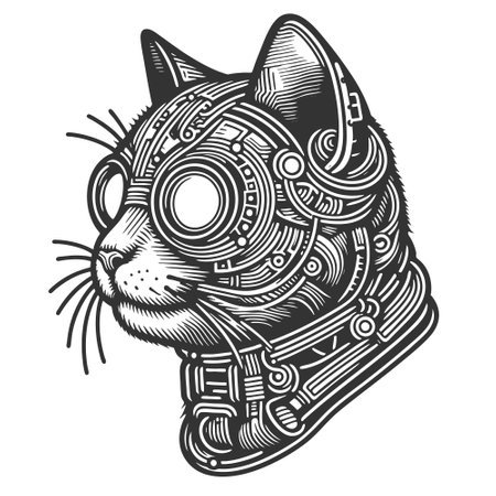 Steampunk cat wearing ornate goggles vectorのイラスト素材