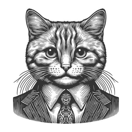 Sophisticated Business Cat in Suit rasterの写真素材
