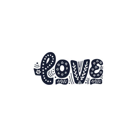 Love. Romantic lettering phrase on the light background. Hand-drawn calligraphy quote. Ideal for Valentine's day postcard, greeting card, wedding banner, and poster design.のイラスト素材