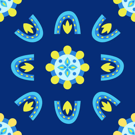 Vector simple seamless pattern with flowers and decor elements on the dark background. Artwork for wallpaper, textile, greeting cards, invitations, prints, home decor.のイラスト素材