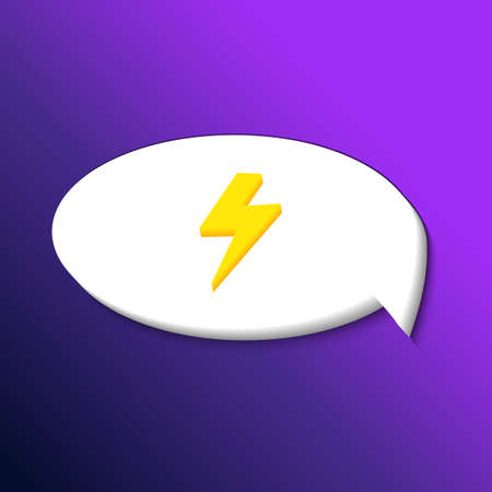 The icon vector is a cloud of thoughts and inside is a lightning bolt. Fashionable user interface design with realistic weather icon. realistic 3d graphic icon for website, mobile application.のイラスト素材