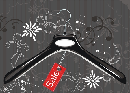 Black coat hanger and sale tag のイラスト素材