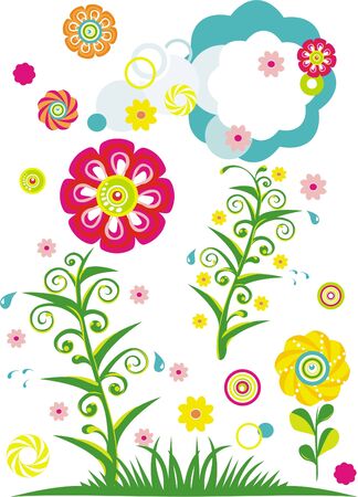 abstract flowers set のイラスト素材