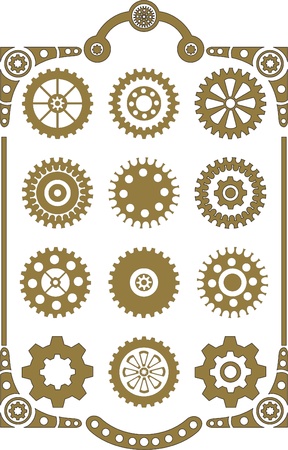 Steampunk, set of retro styled gear wheels のイラスト素材