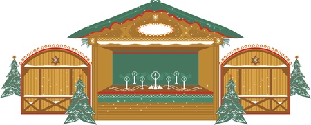 Christmas  traditional decorated Kiosk with candles のイラスト素材