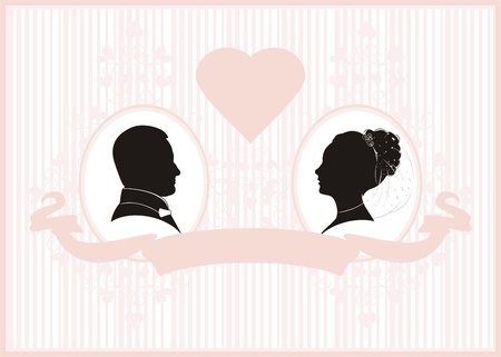 Retro styled Wedding invitation card. Save the Date card.のイラスト素材