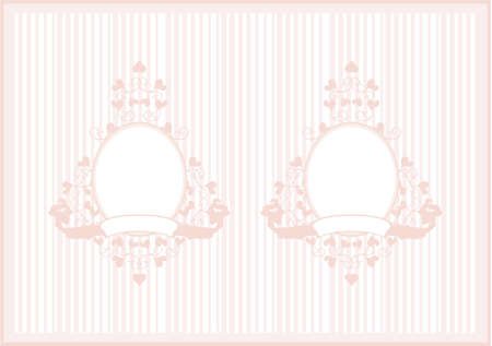 Delicate pink striped background with frames.のイラスト素材