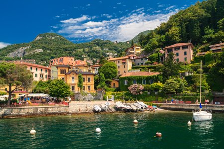 View of Varenna town  at lake Como Italy の写真素材