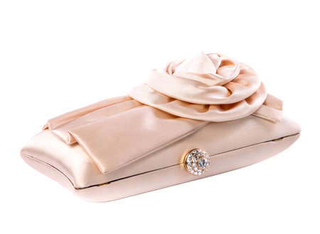 Elegant women clutch bag on white backgroundの写真素材