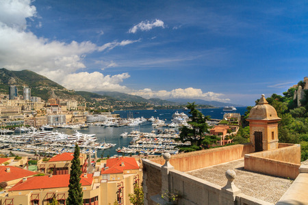 Panoramic view of Monaco harbor, French Rivieraの写真素材
