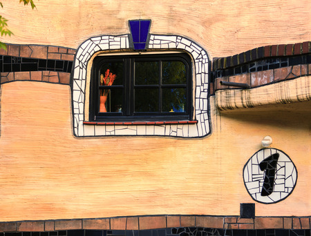 DARMSTADT, GERMANY - NOVEMBER 08: The view of Hundertwasser house in Darmstadt, Germany , in November 08, 2014.のeditorial素材