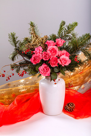 Christmas decorations with christmas baublesの写真素材