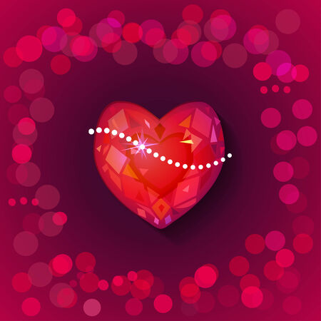 Beautiful red  heart shape on pink background vector illustrationのイラスト素材