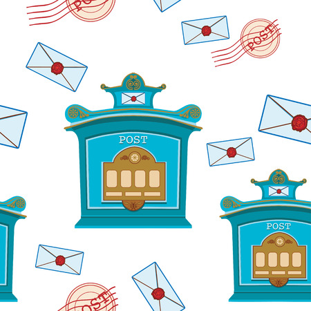 Vintage post box seamless pattern vector illustrationのイラスト素材