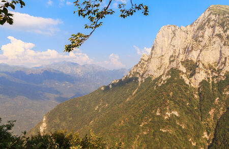 View of mountains above lake Como, Corni di Canzo, italyの写真素材