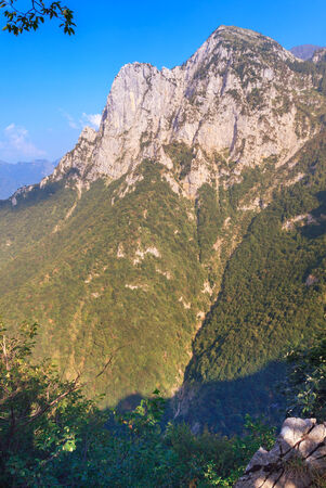 View of mountains above lake Como, Corni di Canzo, italyの写真素材