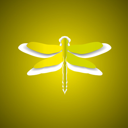 Greeting card with paper dragonfly, vector illustrationのイラスト素材