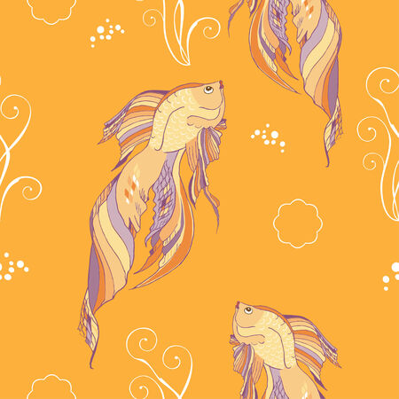 Seamless  pattern with gold fishesのイラスト素材