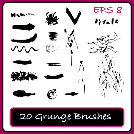 Set of ink grunge objects .Vector illustration.のイラスト素材