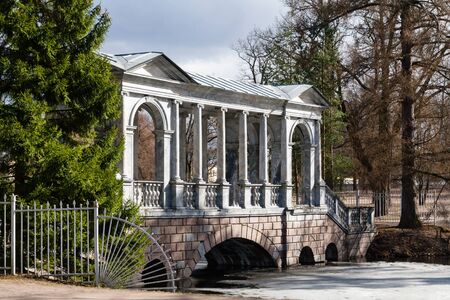 Marble Bridge in the park Tsarskoye Selo, Russiaの写真素材