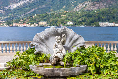 Fountain in the Park of Villa Melzi, Lombardy, Italyの写真素材