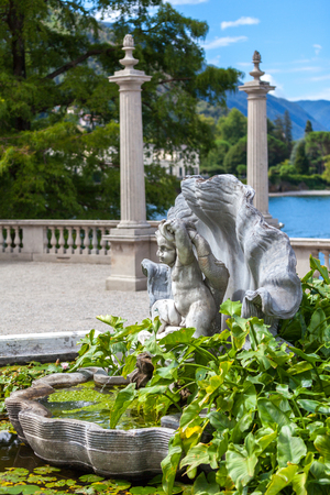 Fountain in the Park of Villa Melzi, Lombardy, Italyの写真素材