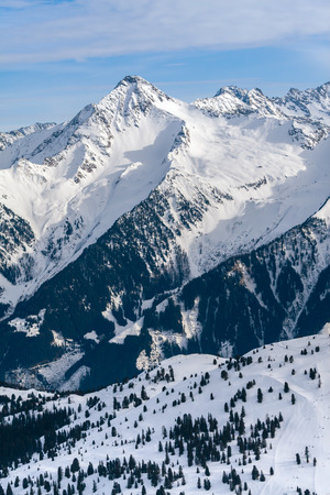 The Alps winter mountain landscapeの写真素材