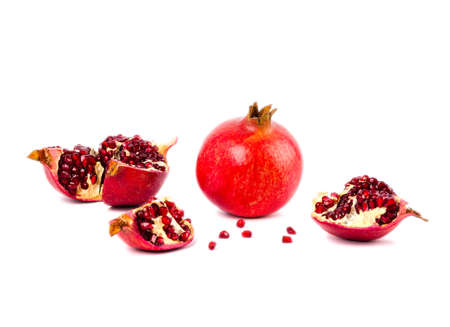 Pomegranate fruit isolated on white backgroundの写真素材