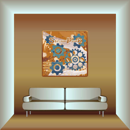 living room in steampunk styleのイラスト素材
