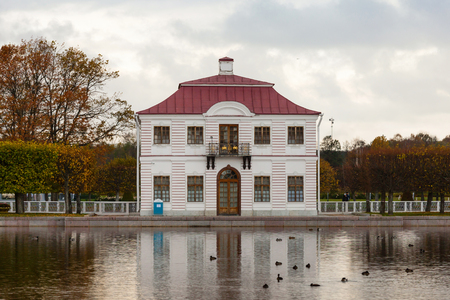 PETERHOF, RUSSIA - OCTOBER 16: View of the Marly Palace , October 16, 2016 in Peterhof, Russia. Former residence of the Russian monarchs.のeditorial素材