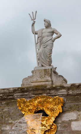 PETERHOF, RUSSIA - OCTOBER 16: Details of the Gold Mountain Cascade in the famous park  Peterhof, Russia, October 16, 2016 in Peterhof, Russia. Former residence of the Russian monarchs.のeditorial素材