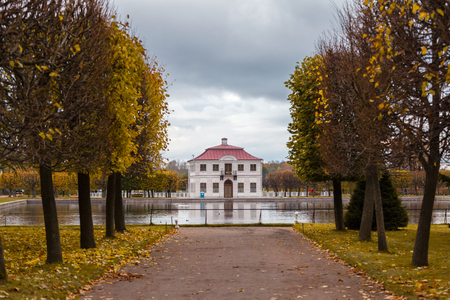 PETERHOF, RUSSIA - OCTOBER 16: View of the Marly Palace , October 16, 2016 in Peterhof, Russia. Former residence of the Russian monarchs.のeditorial素材