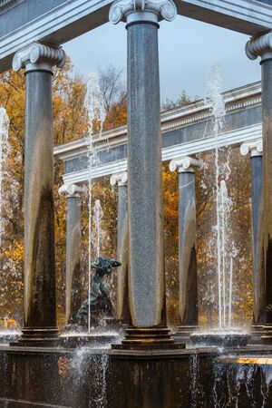 PETERHOF, RUSSIA - OCTOBER 16:  Lion cascade   in Peterhof, Russia, October 16, 2016 in Peterhof, Russia. Former residence of the Russian monarchs.のeditorial素材