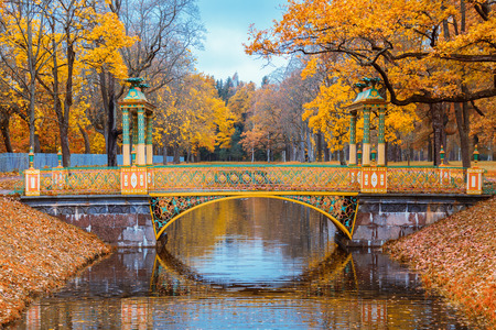 The Minor Chinese Bridge in the Alexander park. Saint Petersburg, Tsarskoye Selo , Russia.の写真素材