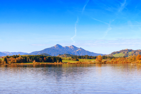 View of Hopfensee lake.Bavaria, Germanyの写真素材