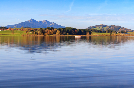 View of Hopfensee lake.Bavaria, Germanyの写真素材