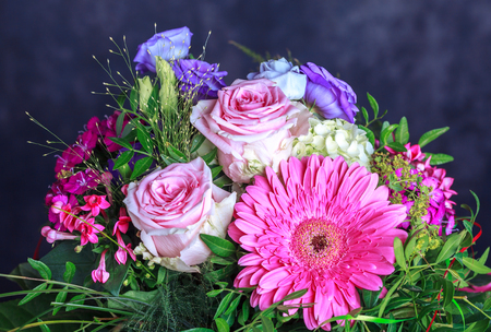 Bouquet of fresh pink spring flowersの写真素材