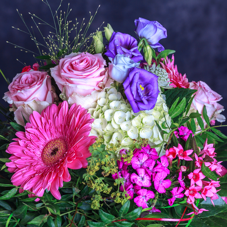Bouquet of fresh pink spring flowersの写真素材