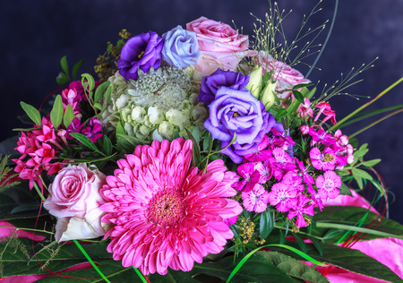 Bouquet of fresh pink spring flowersの写真素材