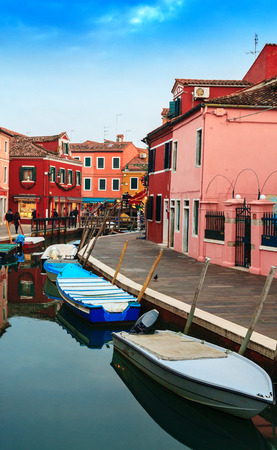 VENICE, ITALY - JANUARY 06, 2018: View on the colorful houses in Burano island, during winter days, Venice, Italyのeditorial素材