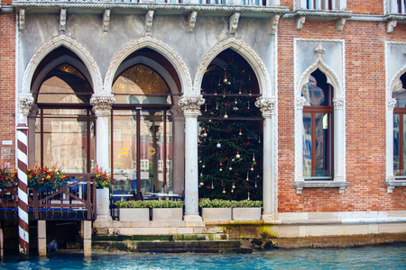 VENICE, ITALY - JANUARY 06, 2018: View on the historic buildings along the Grand Canal during winter days, Venice, Italyのeditorial素材