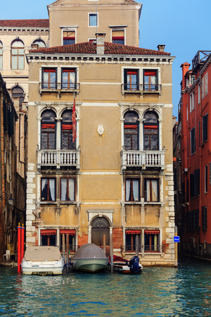 VENICE, ITALY - JANUARY 06, 2018: View on the historic buildings along the Grand Canal during winter days, Venice, Italyのeditorial素材