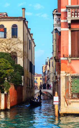 VENICE, ITALY - JANUARY 06, 2018: Typical narrow water canal in Venice during winter days, Venice, Italyのeditorial素材
