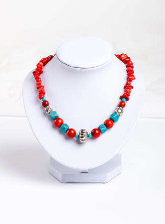 Jewellery necklace  on white backgroundの写真素材