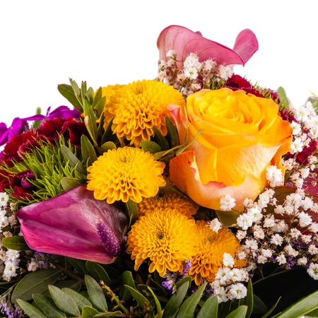 Bouquet of flowers in glass vaseの写真素材