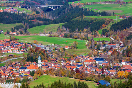 Beautiful panorama of the city in the Alpsの写真素材
